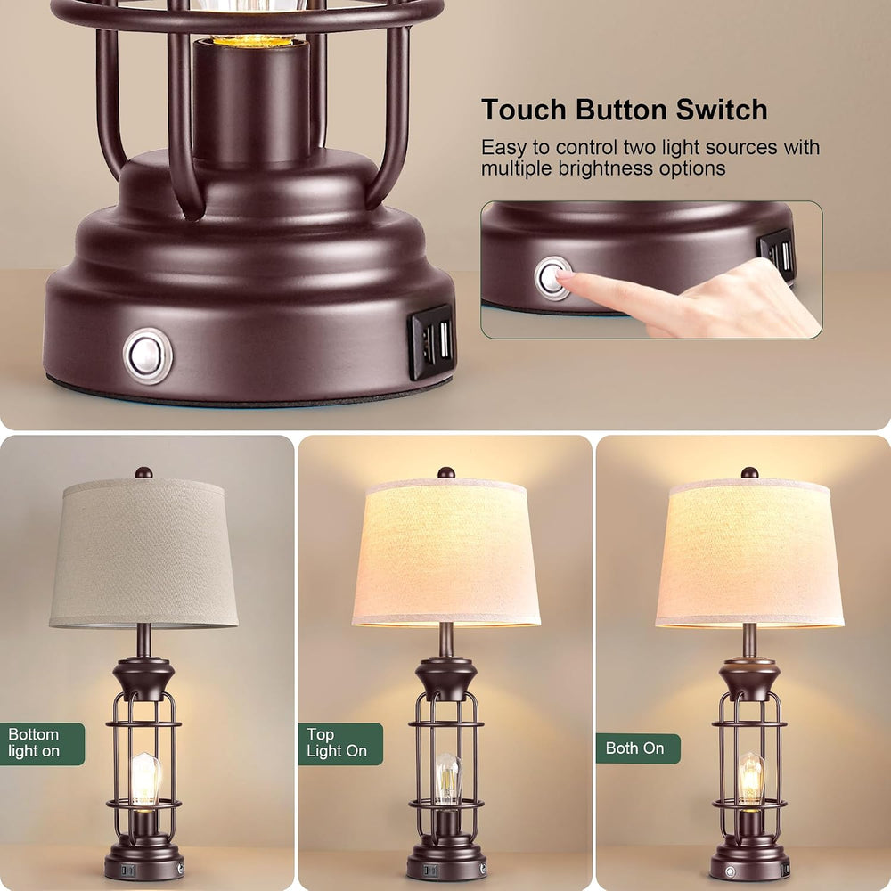 Reaketon Farmhouse Table Lamps for Living Room Set of 2, 28" Dimmable To...