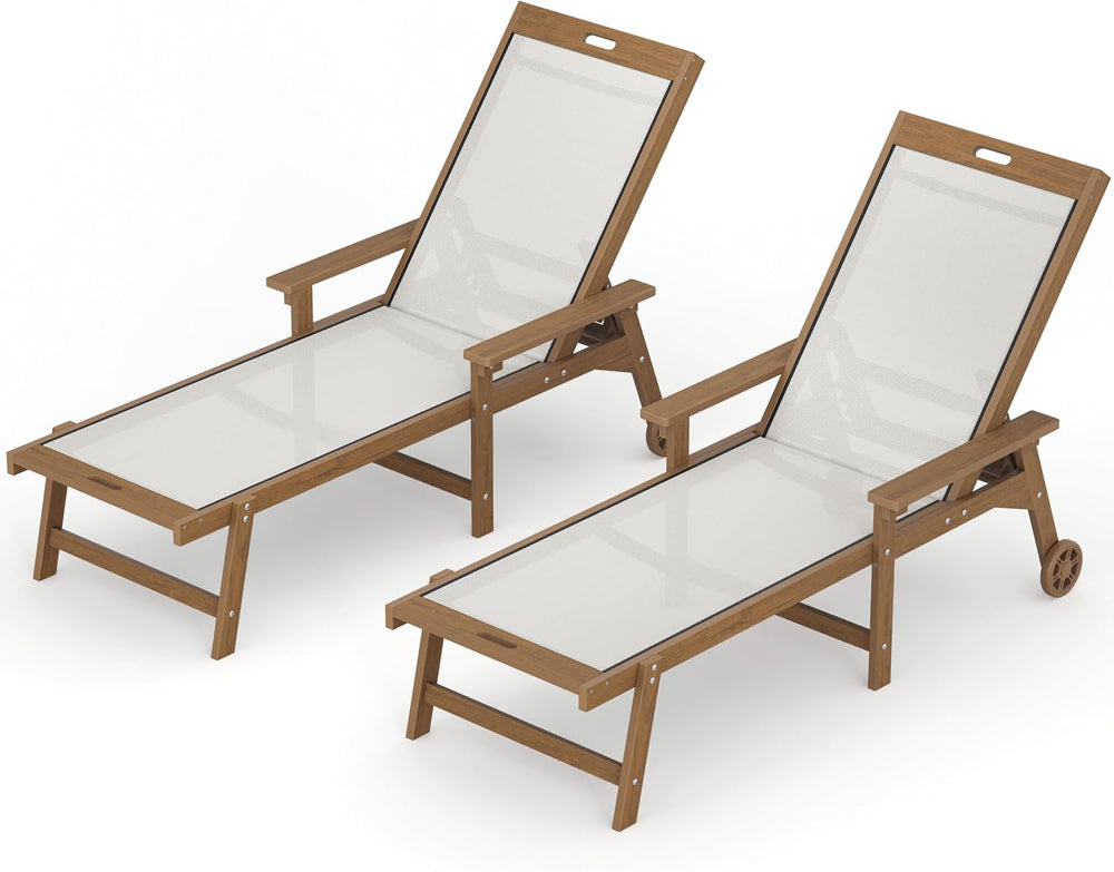 LUE BONA Lounge Chair Outdoor Set of 2,HDPS & HDPE Wicker Adjustable Chaise