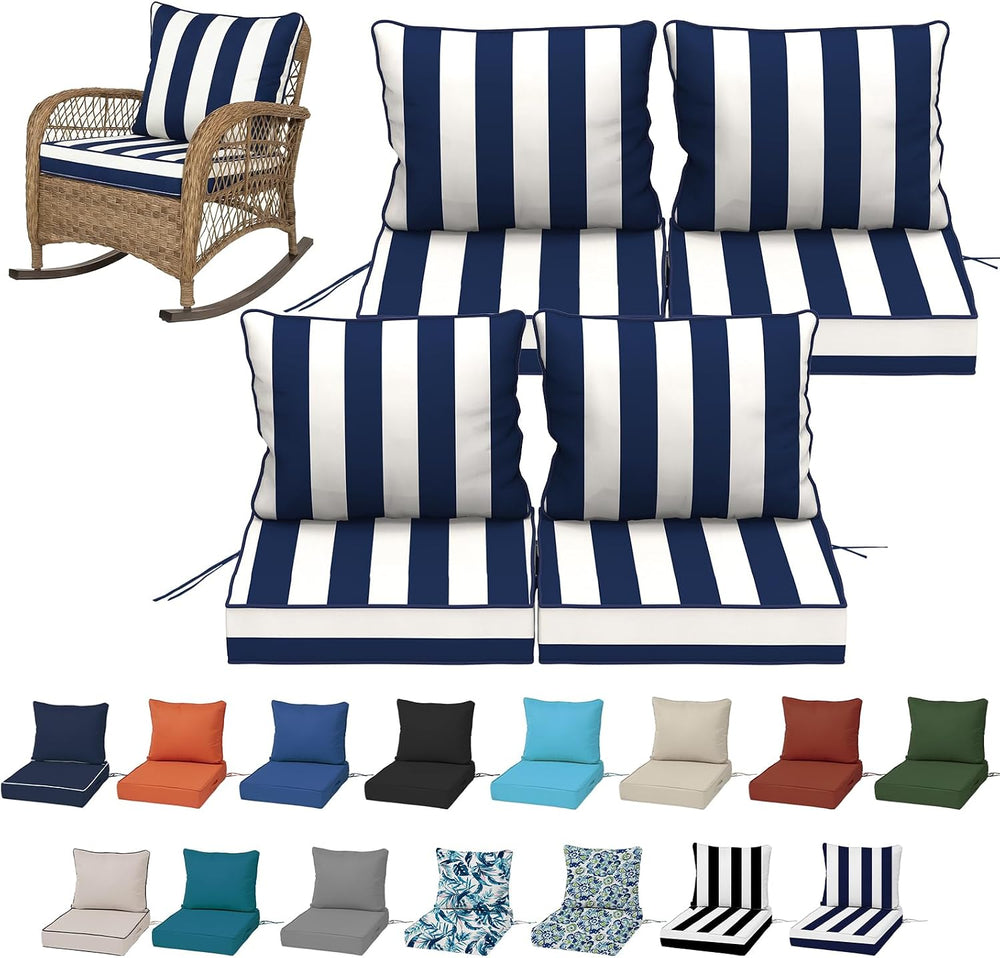 24x28“ Outdoor Deep Seat Cushions Set of 4, Patio Replacement Foam Cushions f...