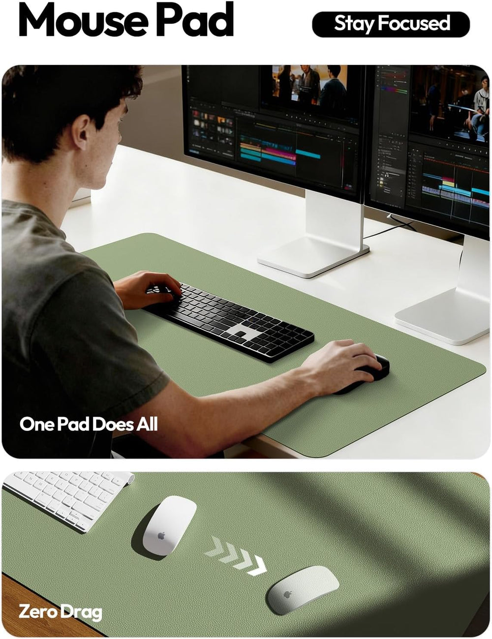 YSAGi Leather Desk Pad Protector, Office Desk Mat, Large Mouse Pad, Non-Slip ...
