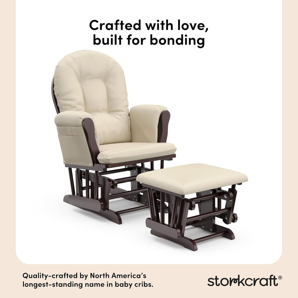 Storkcraft Premium Hoop Glider & Ottoman, Espresso with Beige