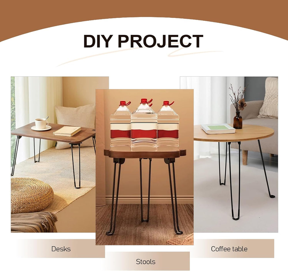 4Pcs Folding Hairpin Legs, 17 Inch Foldable Hairpin Furniture Coffee Table Le...