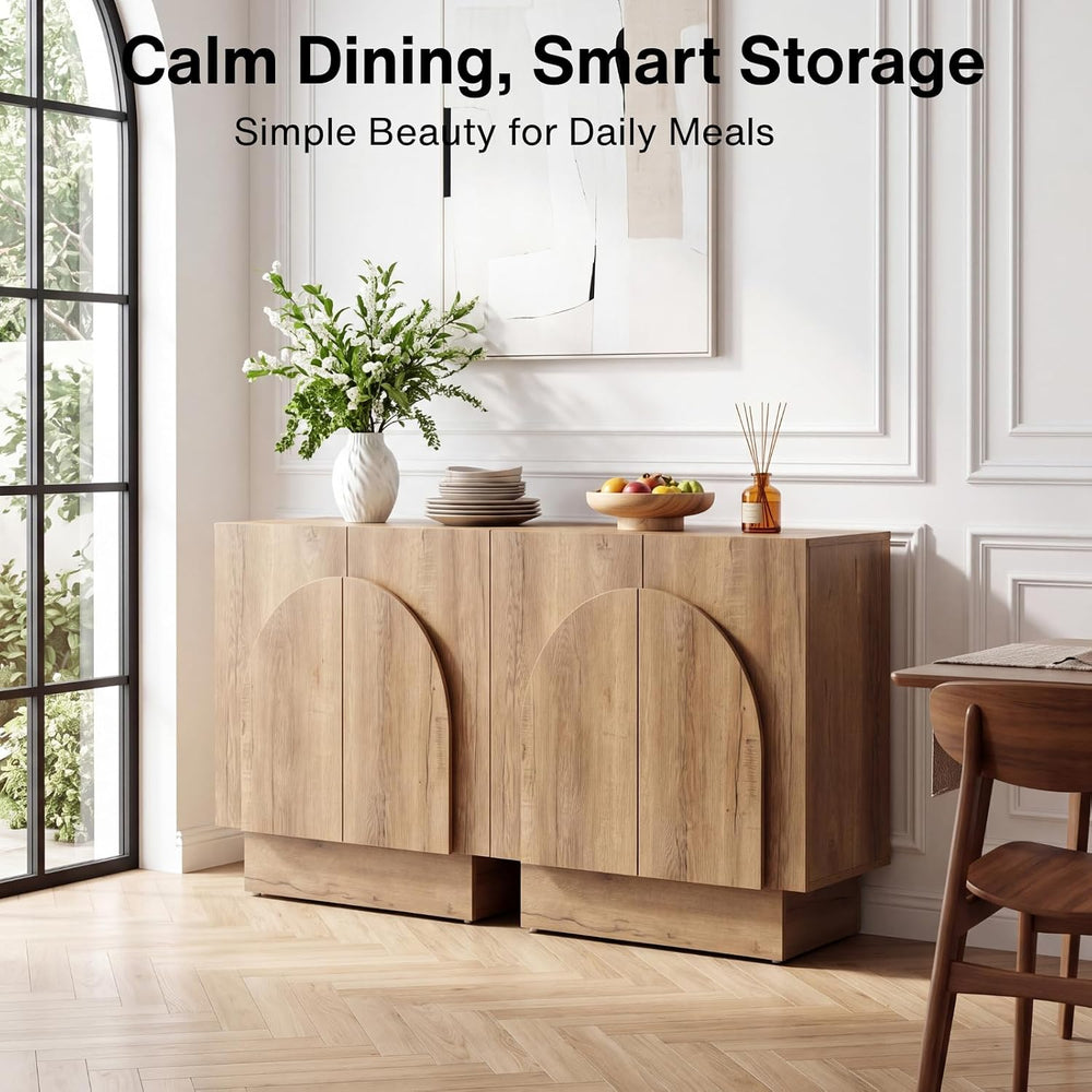 Ya-Home Natural Sideboard Buffet Cabinet with Storage, 31.5” Modern Sideboard...