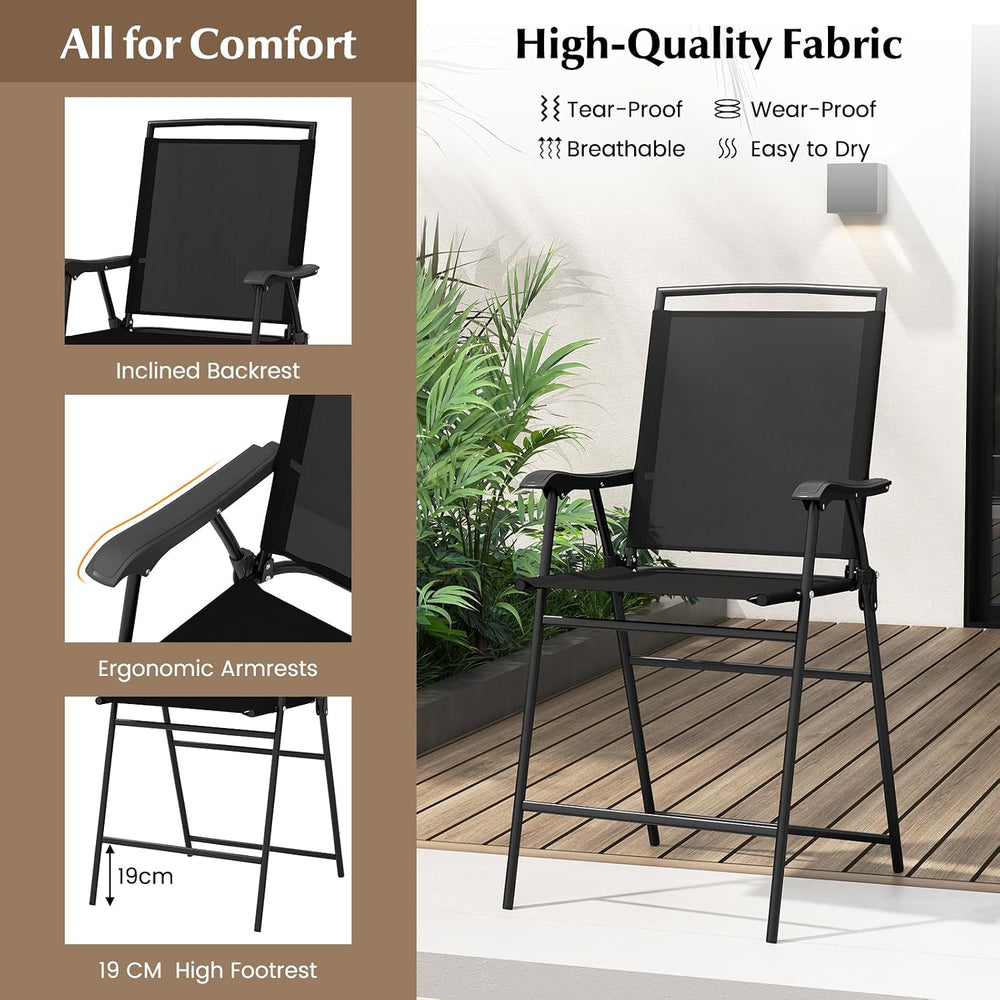COSTWAY 3 PCS Patio Table and Chairs Set, Bistro Furniture with DPC Tabletop,...
