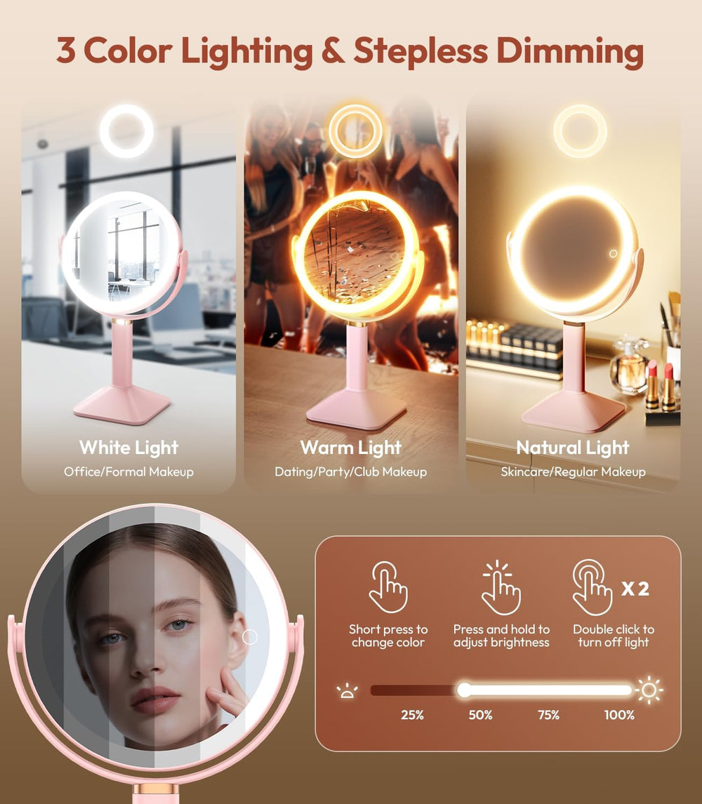 Lighted Makeup Mirror with Lights and Magnification 30X/1X, Height Adjustable...