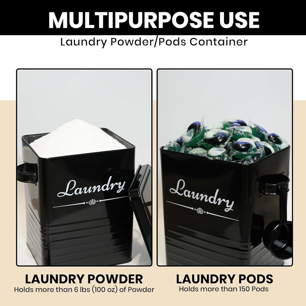 Farmhouse Metal Laundry Detergent Pod Container With Dryer Sheet Holder