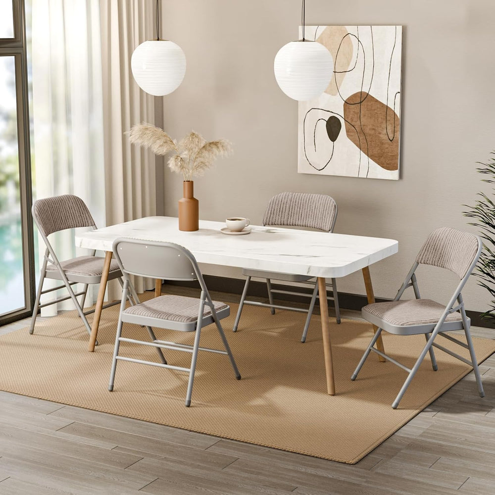 6 Pack Fabric Folding Chairs with Padded Cushion,Steel Frame,Grey,350lbs