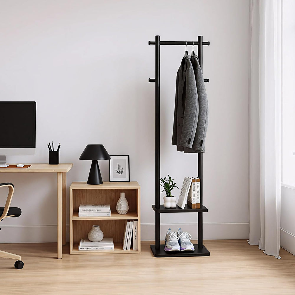 Coat Rack,Freestanding Hall Tree for Entryway Home Bedroom Office,Sturdy Wood...