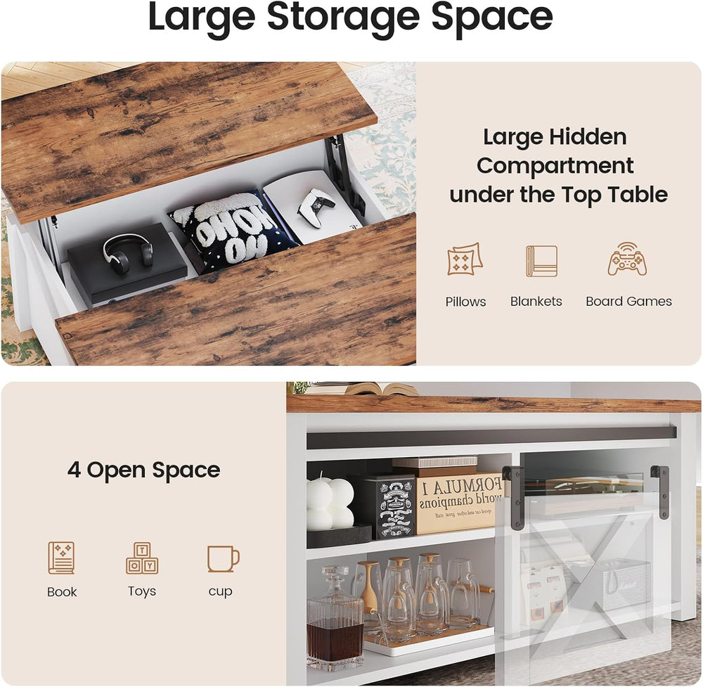 SEDETA 31.5" Lift Top Coffee Table with Storage, Square Coffee Tables fo...
