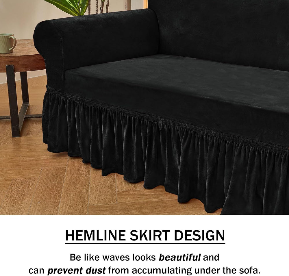 NICEEC Black Armchair Covers Arm Chair Cover Armchair Slipcovers with Skirt