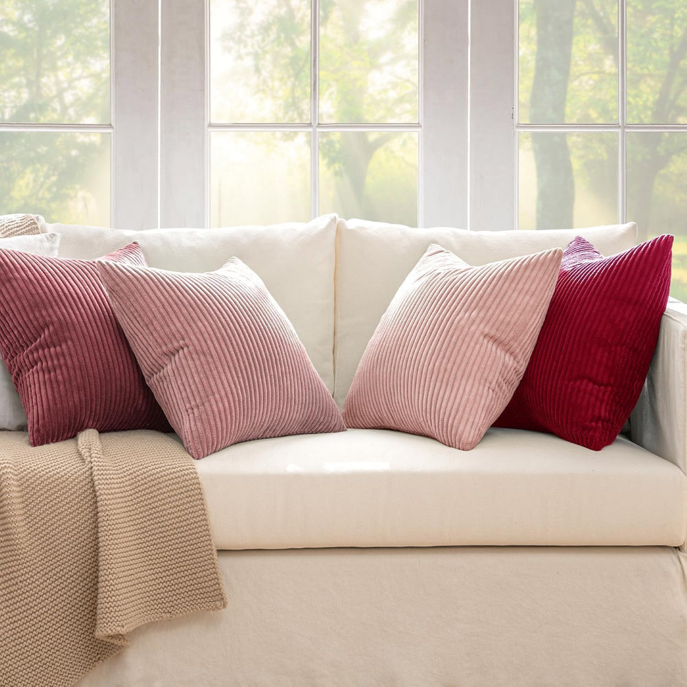 MIULEE Soft Corduroy Decorative Throw Pillow Covers Pink Series 20x20
