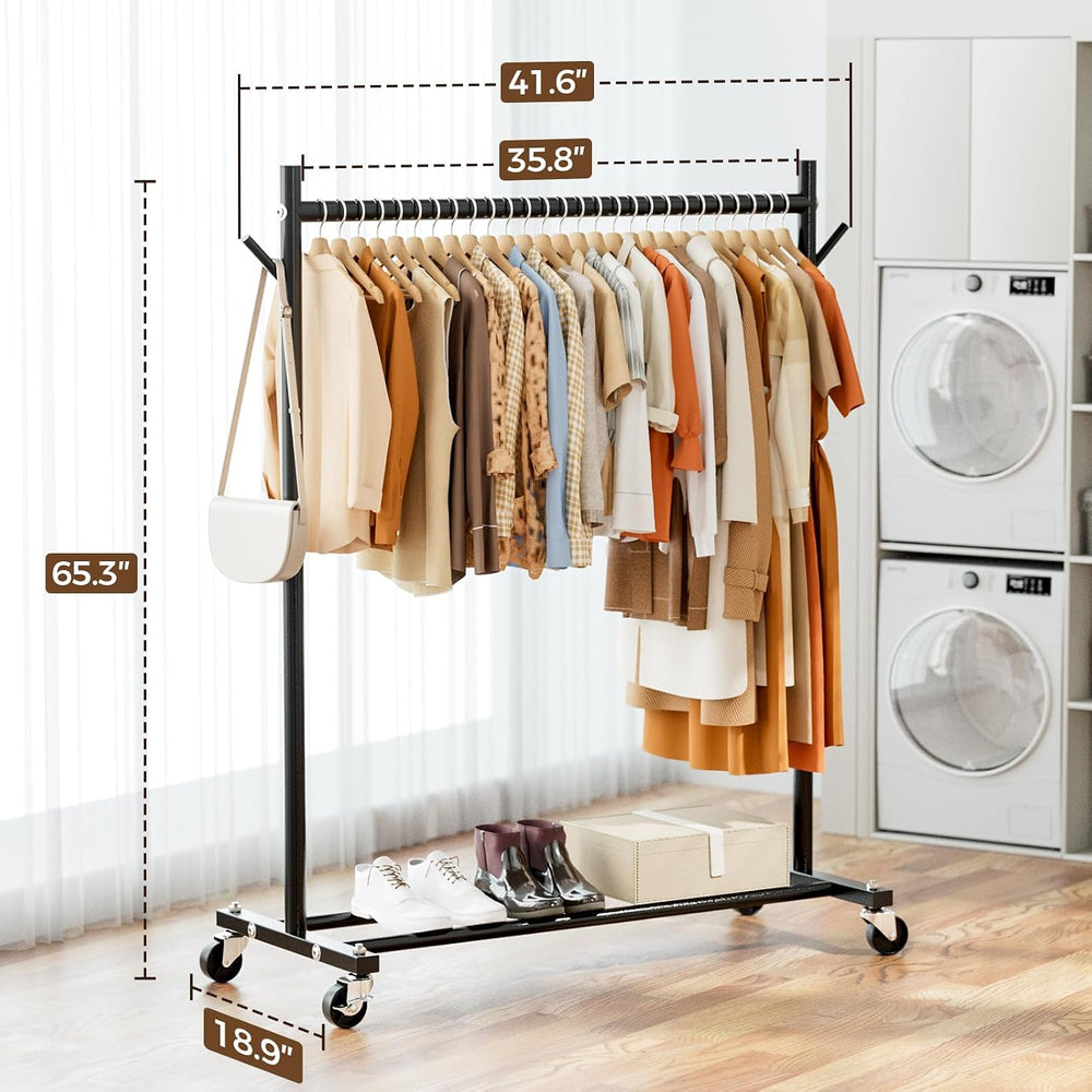 Clothes Rack, Clothing Rack for Hanging Clothes Load 280LBS, Rolling Garment ...