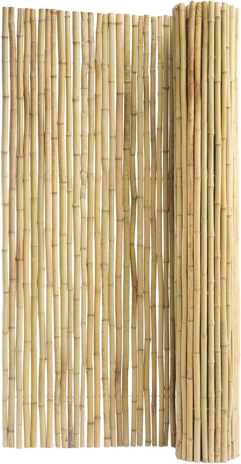 VEVOR Natural Rolled Bamboo Fence, Eco-Friendly Privacy Screen - 6 ft H x 8 f...