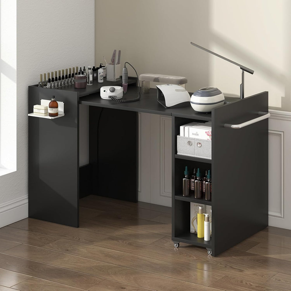 Kikihouse Manicure Table, Foldable Murphy Nail Tech Desk (Black)