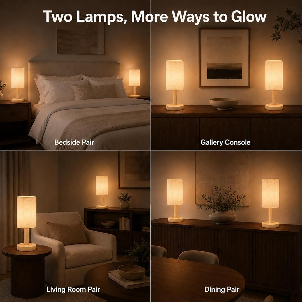 Small Rechargeable Cordless Table Lamp, Nightstand to Desk, Light Oak