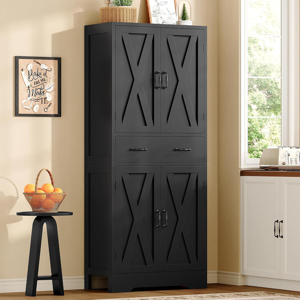 TEENFON Tall Storage Cabinet with 2 Adjustable Shelves & 1 Large Drawer, ...