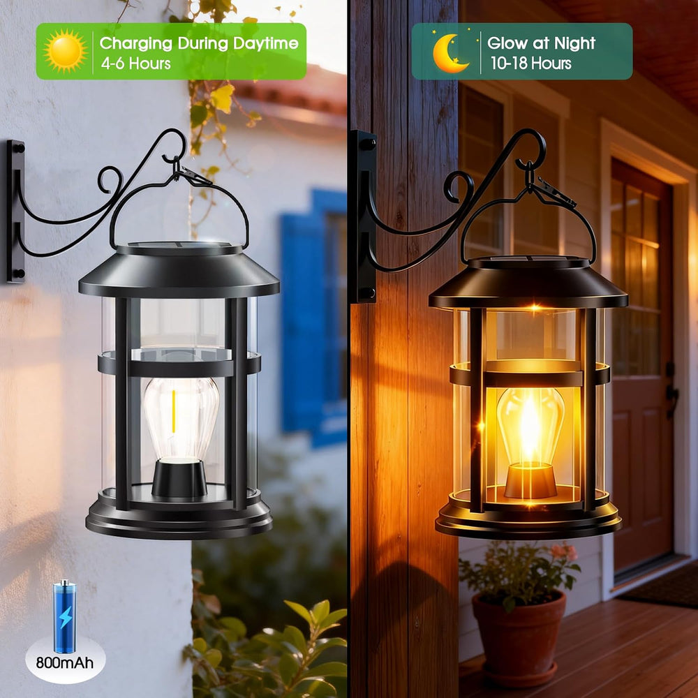 GARPAR Solar Lanterns Outdoor Waterproof, Hanging Solar Lights with Hook