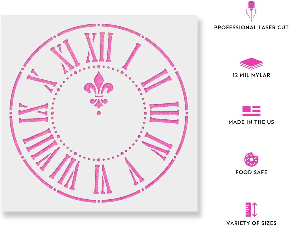 Farmhouse Wall Clock Art - Rustic Stencil for Decor, Print