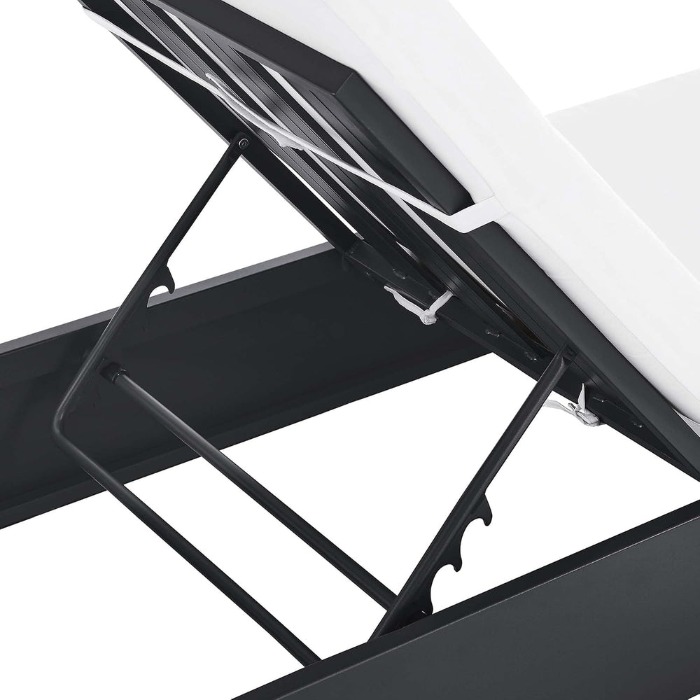 Modway Tahoe Aluminum Outdoor Chaise Lounge in Gray White with Weather-Resist...