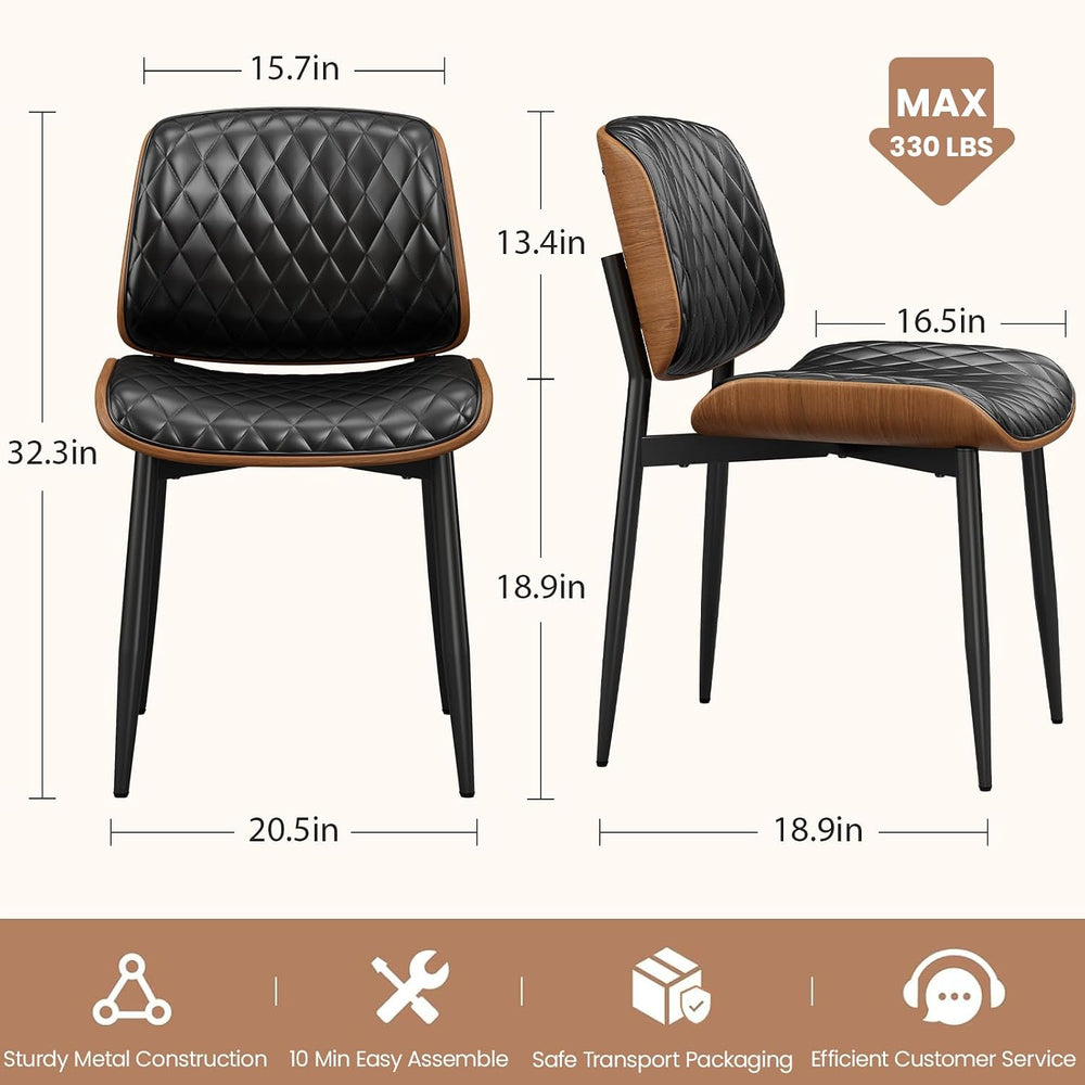 REONEY Dining Chairs Set of 4, Mid-Century Modern Kitchen Chairs, Black