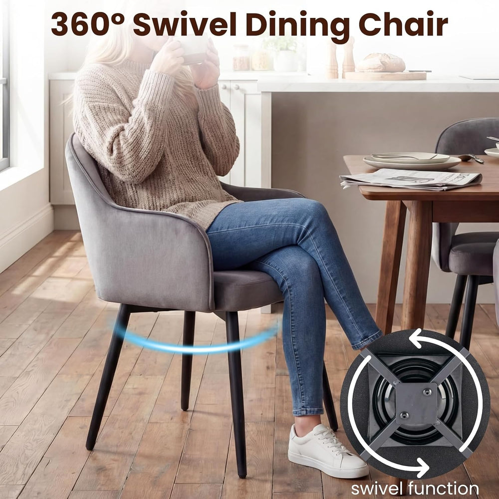 DUOMAY Swivel Dining Chair Set of 6, Velvet Upholstered Side Chair Modern Acc...