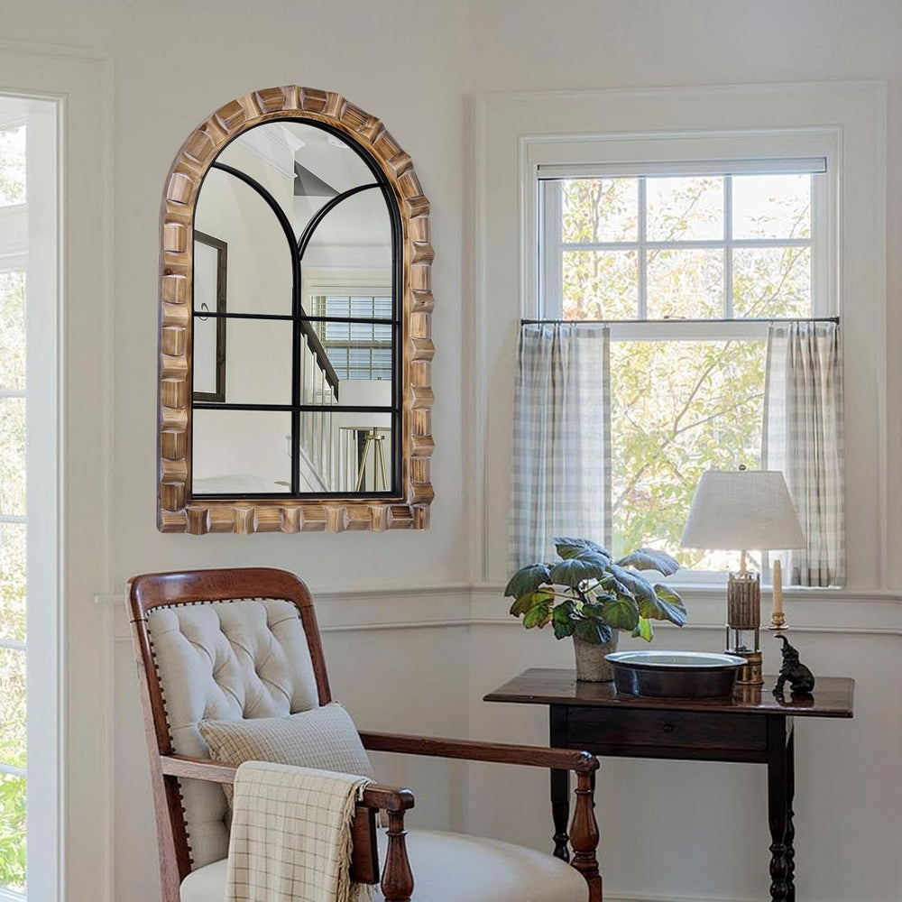 36x24 Inch Arched Window Pane Wall Mirror