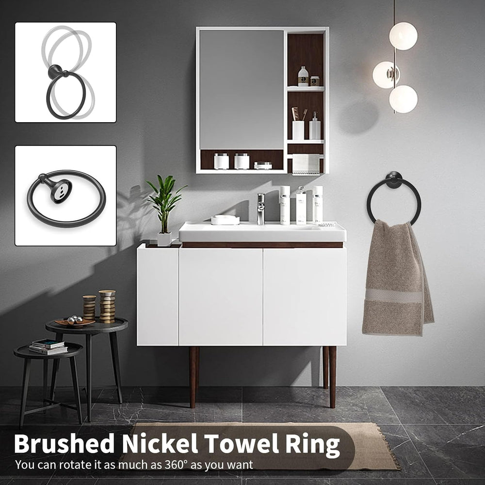 Newfun 8-Pieces 24 Inch Matte Black Bathroom Hardware Set