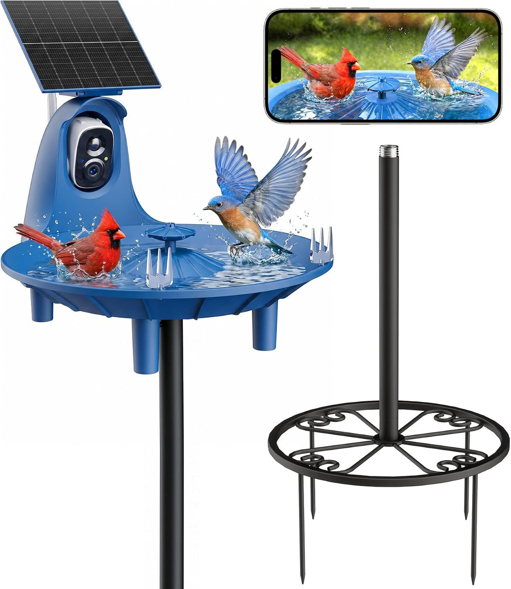 LongPlus Smart Bird Bath with 2K HD Camera, AI Bird ID & Solar Fountain