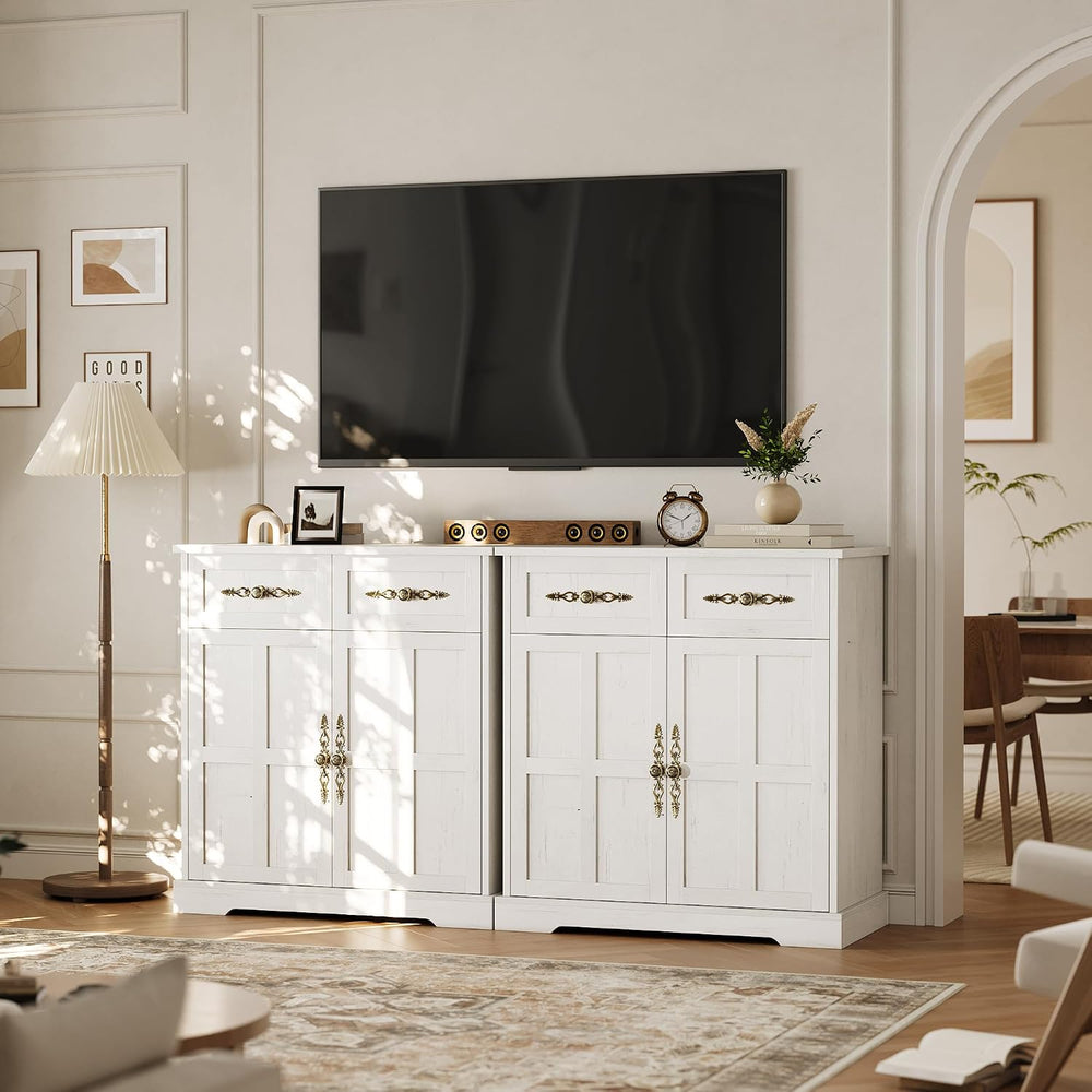 Garvee 33.5" W Farmhouse Buffet Cabinet with Storage, Kitchen Cabinet,White