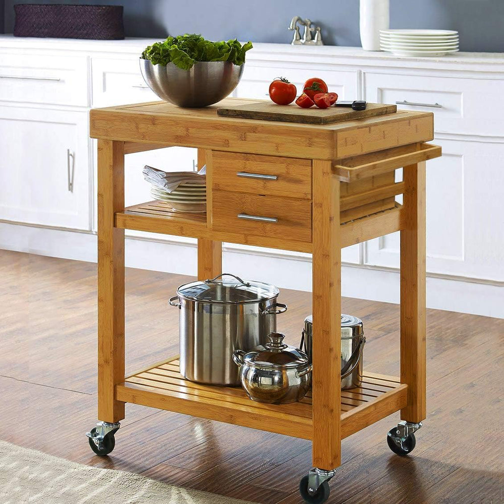 Rolling Kitchen Island Cart with Drawers Shelves, Towel Rack, Locking Casters...