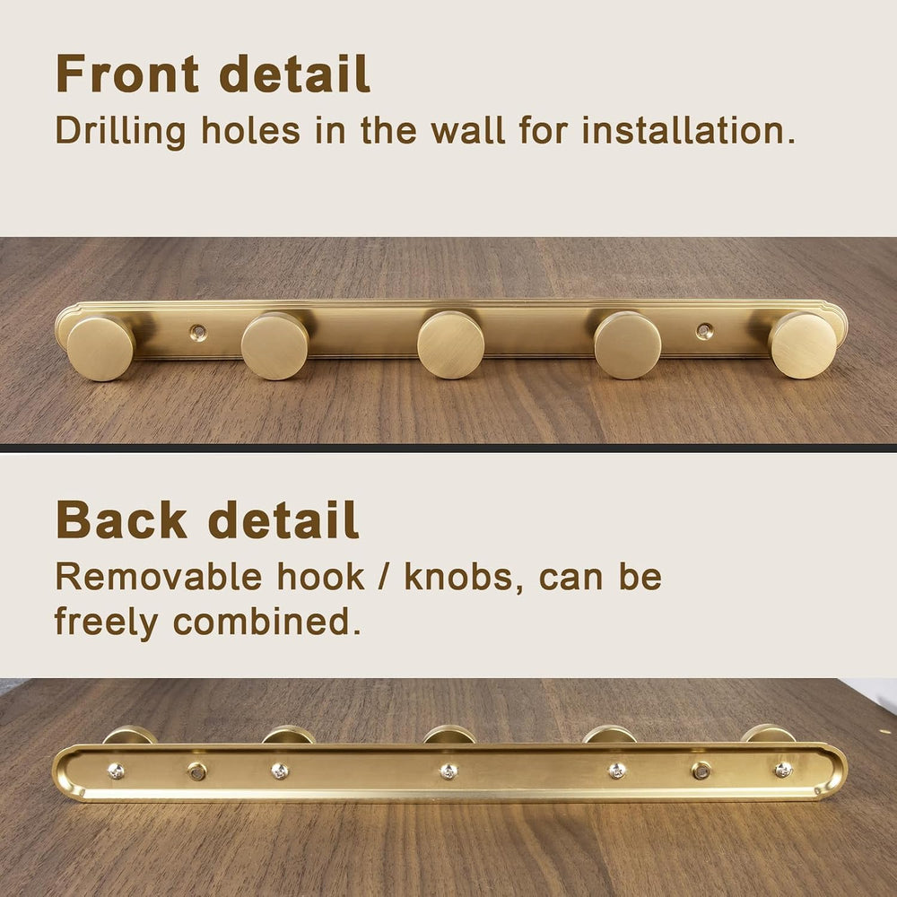 Goo-Ki 1 Pack Champagne Bronze Coat Rack Wall Mount Heavy Duty, Towel Rack Zi...