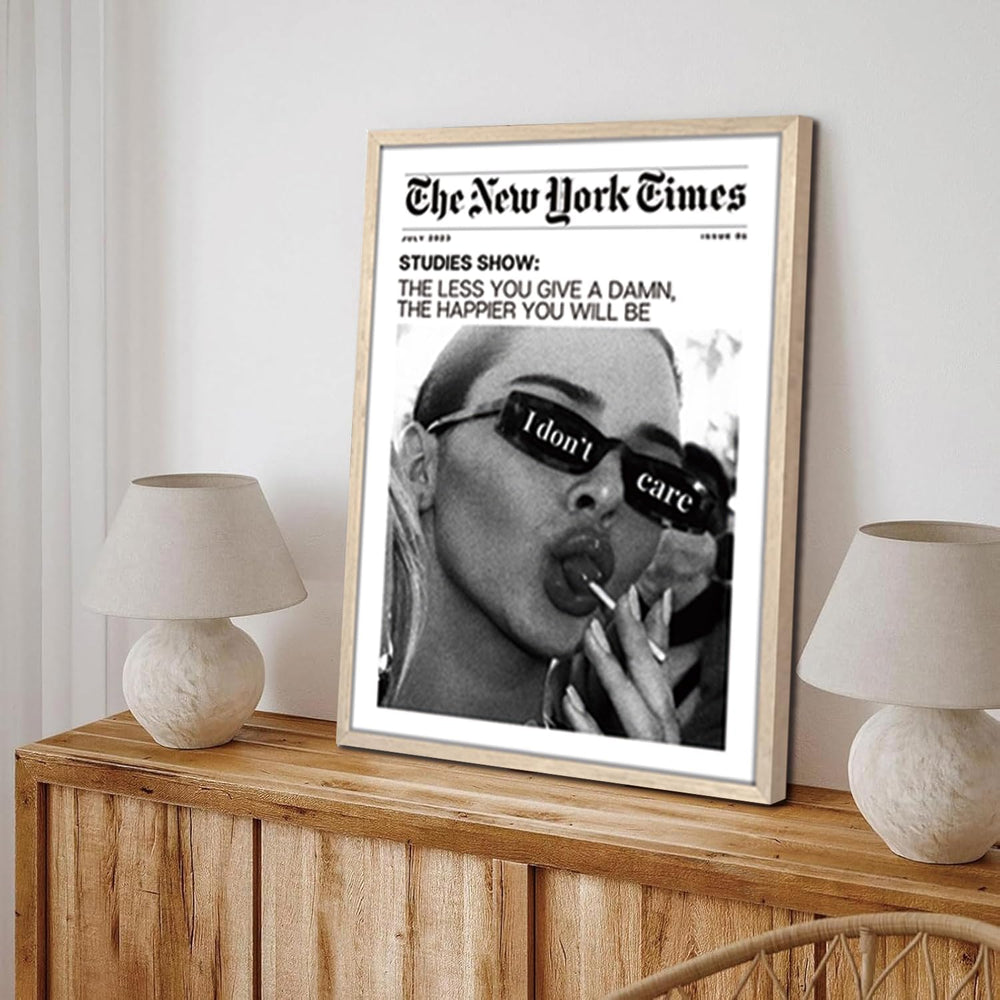 Trendy The New York Times Wall Art 12x16in Wood Framed, Black and White Elega...
