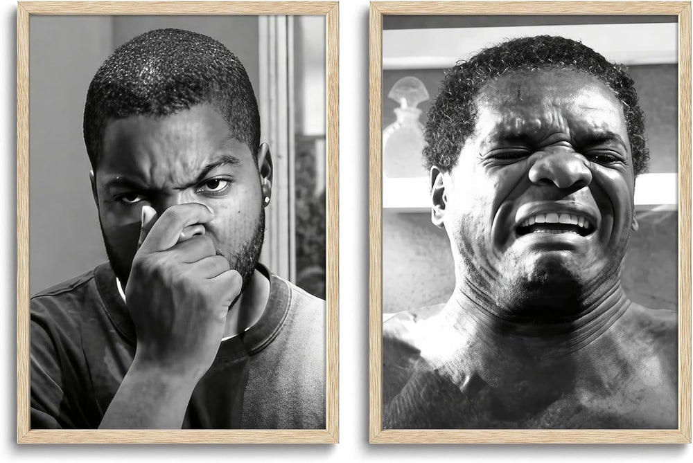 Framed Funny Bathroom Wall Art Black and White Canvas Art Prints Set of 2
