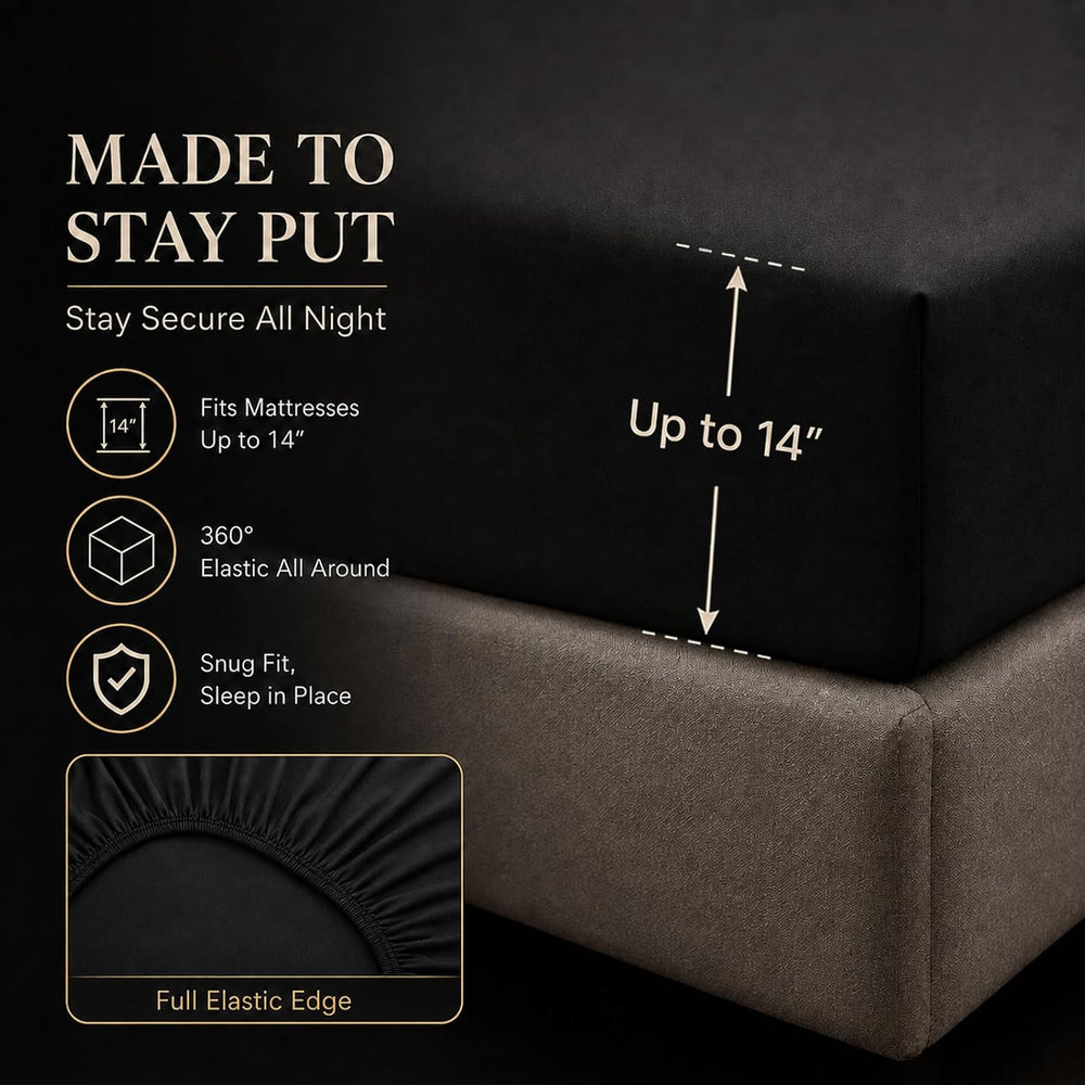 CozyLux Full Size Comforter Sets Black, 7 Pieces Pintuck Bed in a Bag