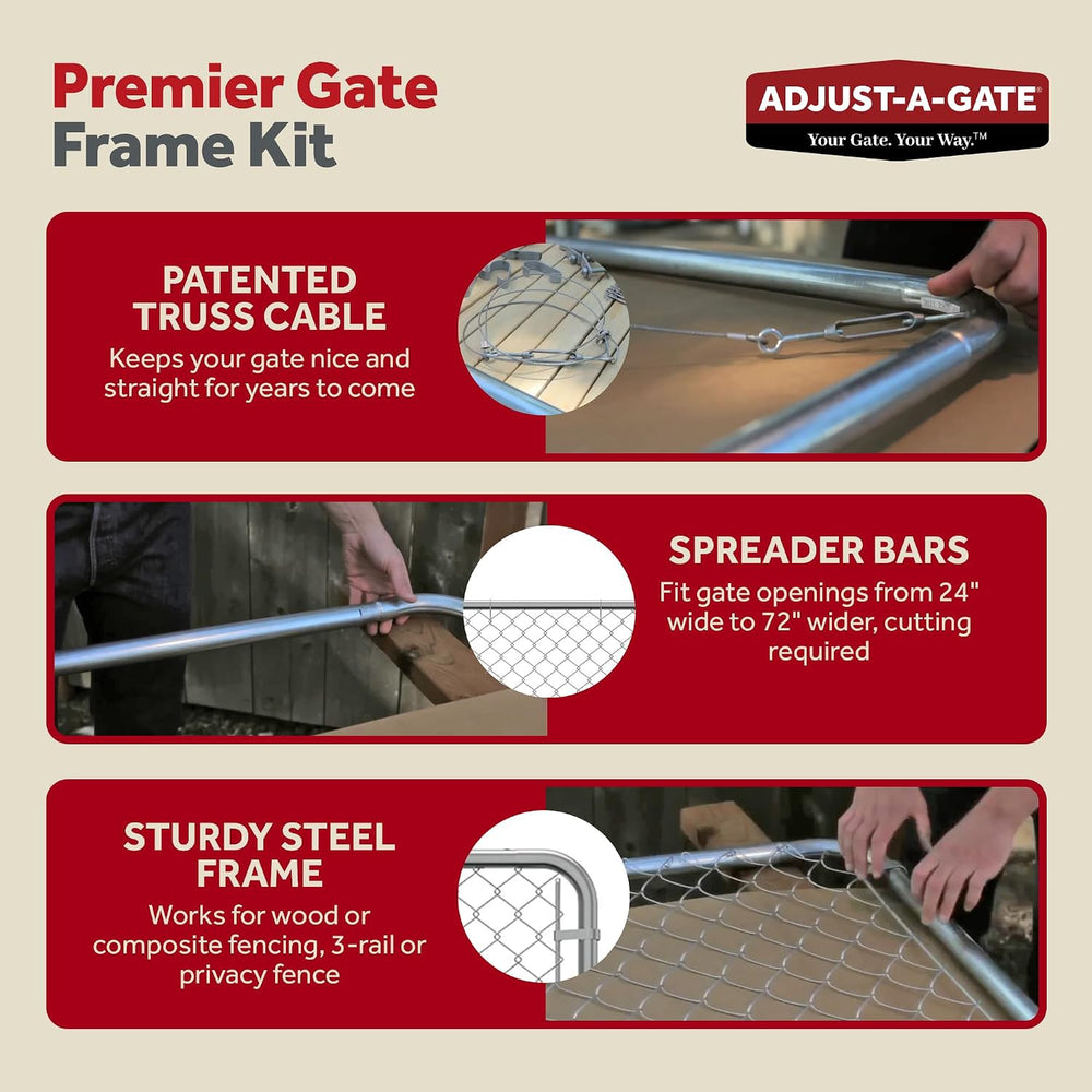 Adjust-A-Gate Chain Link Round Gate Kit, Silver, 24-72 in, 70 in Tall