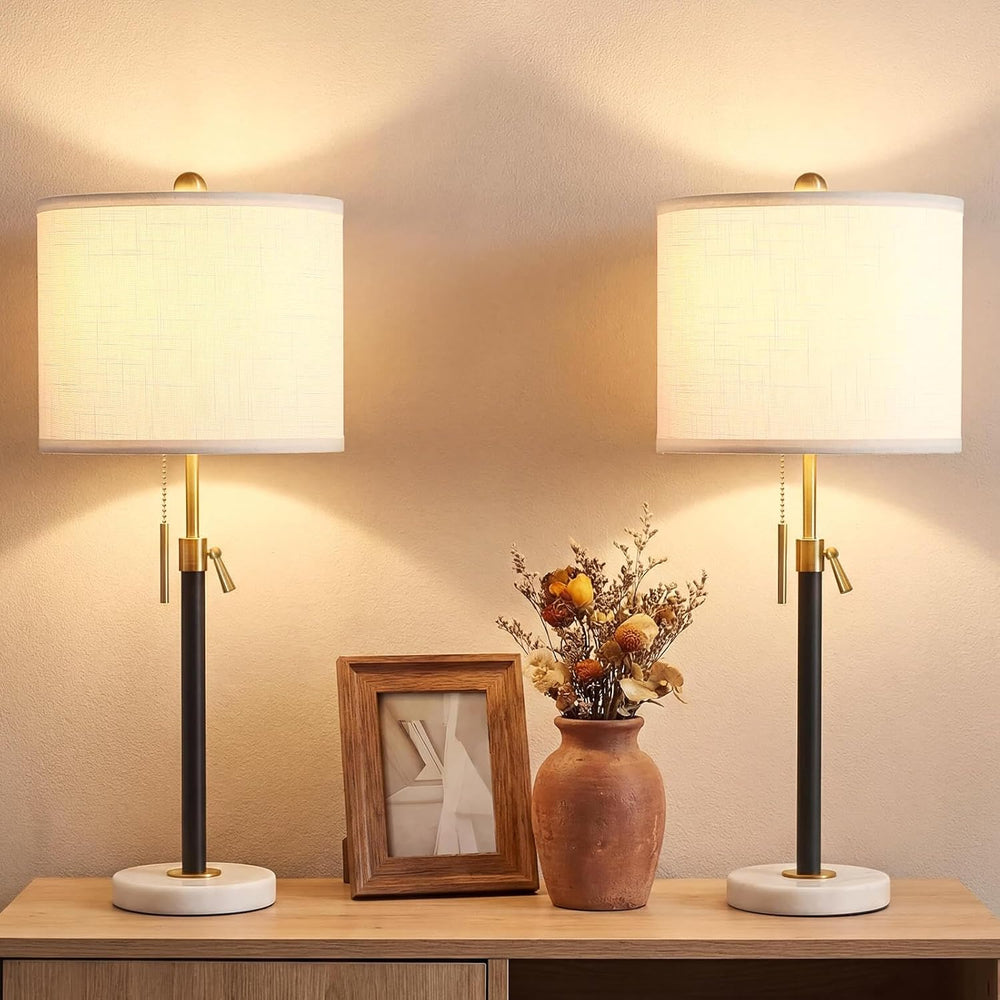 Qingmiao Gold Table Lamps Set of 2, 22" to 30" Adjustable Nightstan...