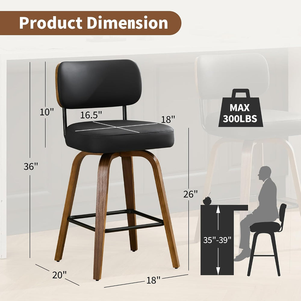 Solstrand 26" Swivel Counter Height Bar Stools Set of 3, Black