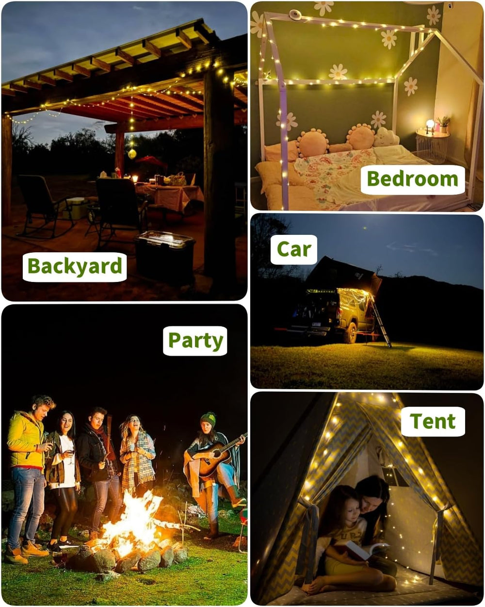 Solar Camping String Lights, 4 in 1 Remote 39.4 FT Christmas Fairy Lights