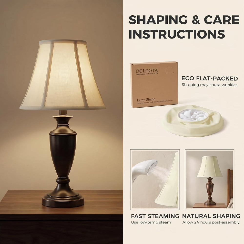 1-Pack Cream Bell Lamp Shade, 6.7" Top x 13" Bottom x 10" Heig...