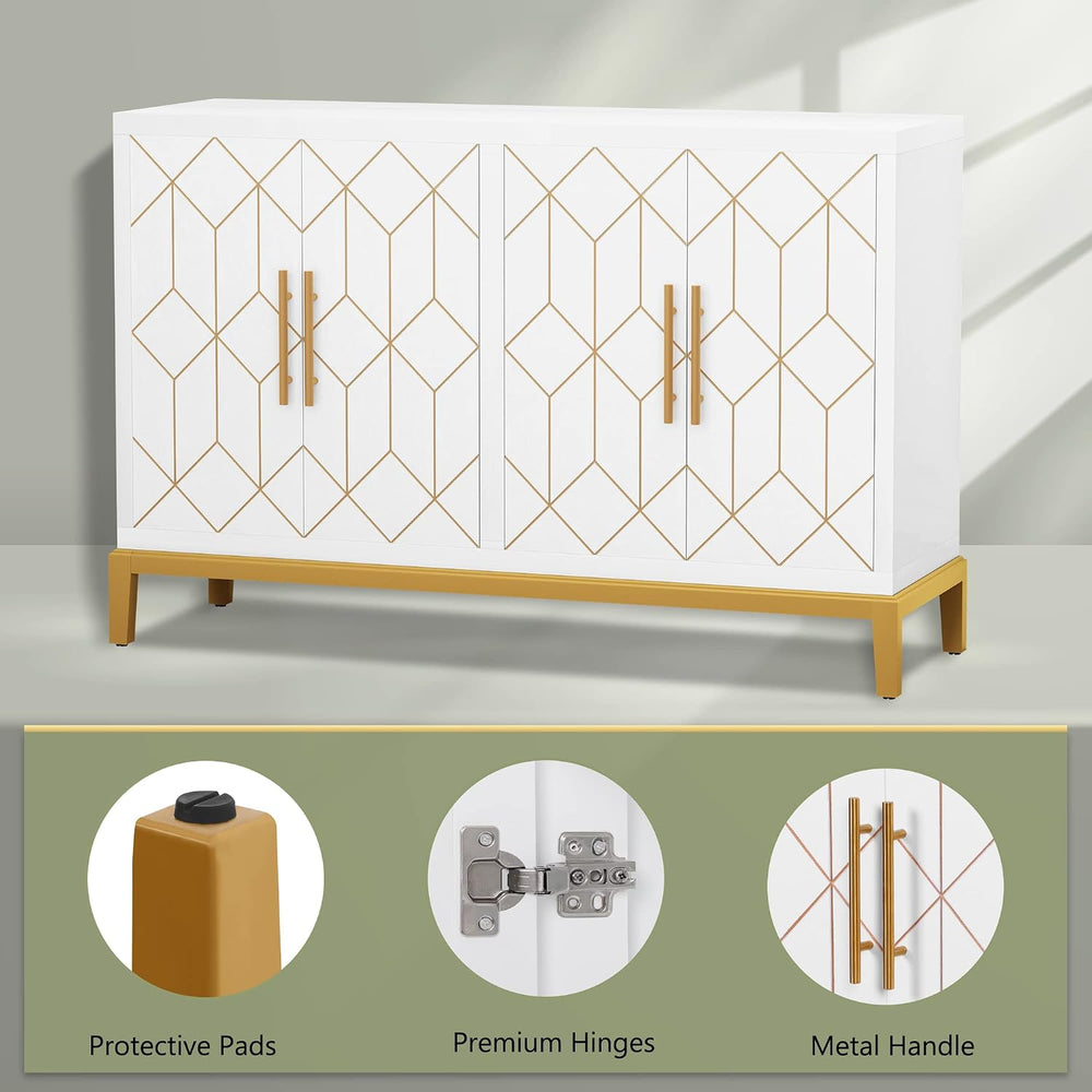 HLR Accent Cabinet with 4 Doors&Shelves, Sideboard Buffet Cabinet with Go...