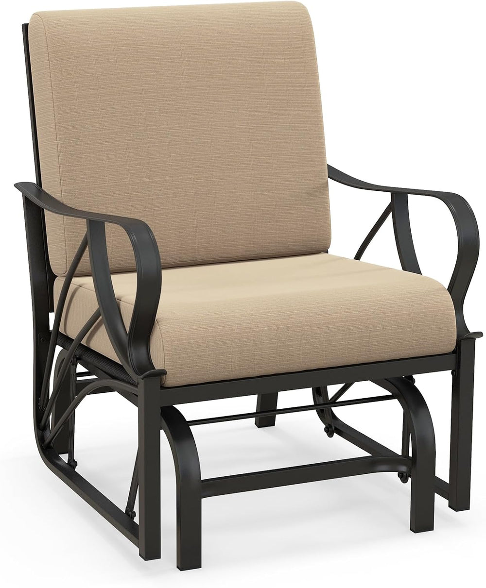 GIANTEX Patio Glider, Outdoor Rocking Chair with Thick Cushion