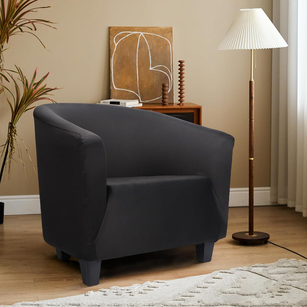 Chair Covers Armchair, 2 Pack Stretch Black Barrel Club Chair Slipcovers, Rou...
