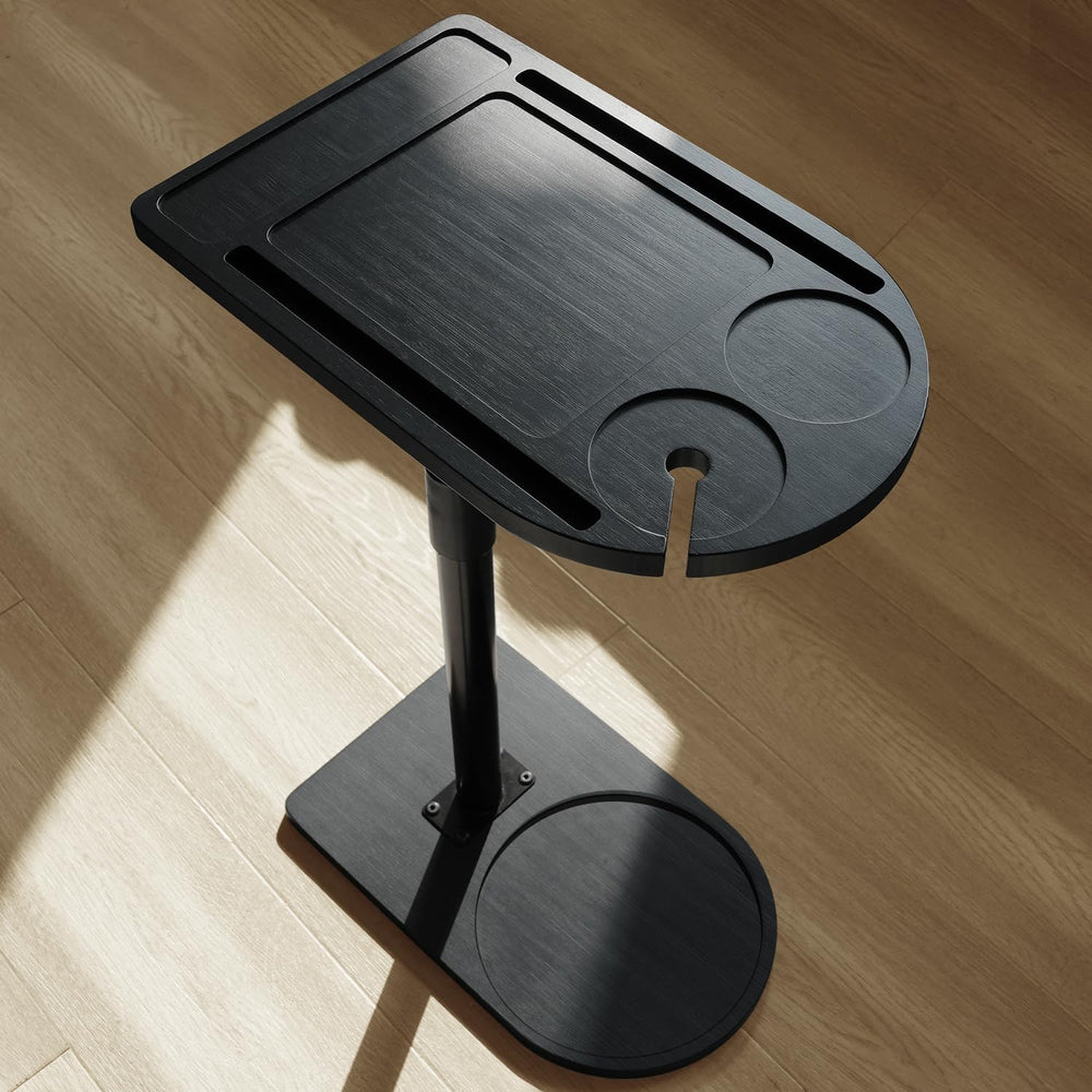 YUHFERA 360° Swivel Sofa Tray Table, Adjustable Side Table, Black