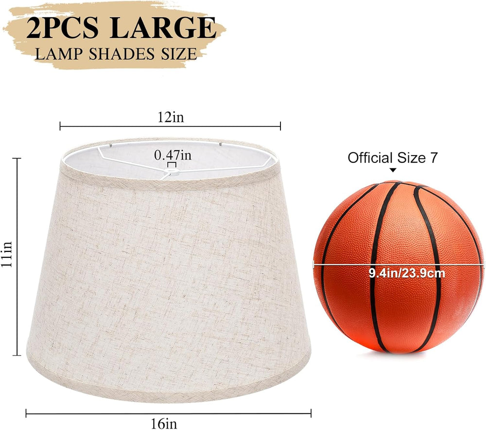 Large Drum Lamp Shades Set of 2, 12"Top x 16"Bottom x 11"High,...