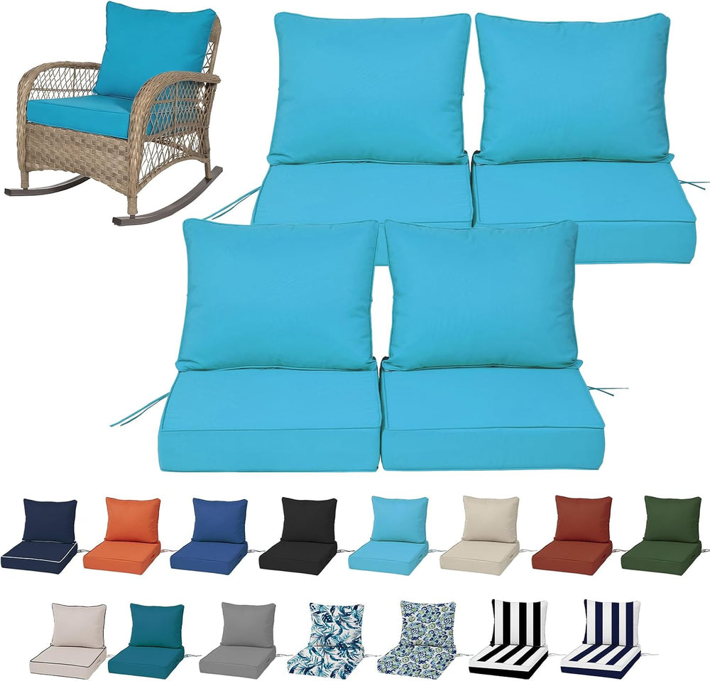 22x22“ Outdoor Deep Seat Cushions Set of 4, Patio Replacement Foam Cushions f...