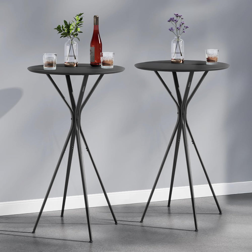 VASAGLE Set of 2 Bar Table, Round Cocktail Table, Metal Frame