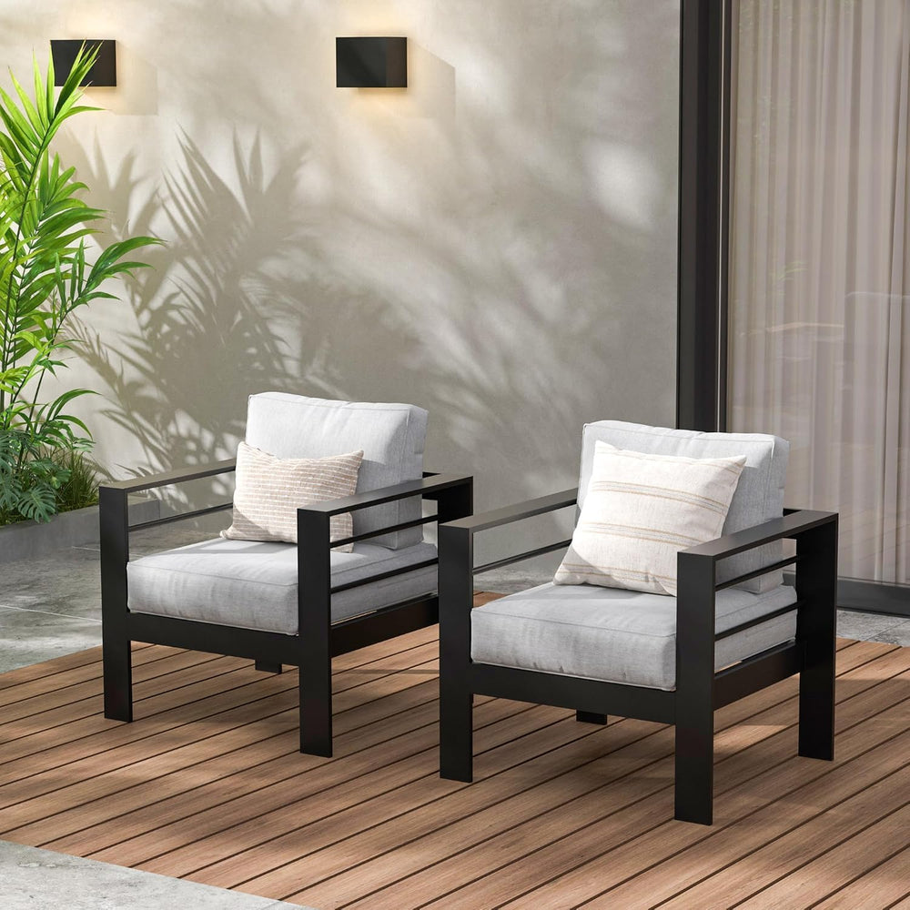 Outdoor Patio Chairs, Aluminum Patio Sofa, 3.2" Armrest Outside Couch