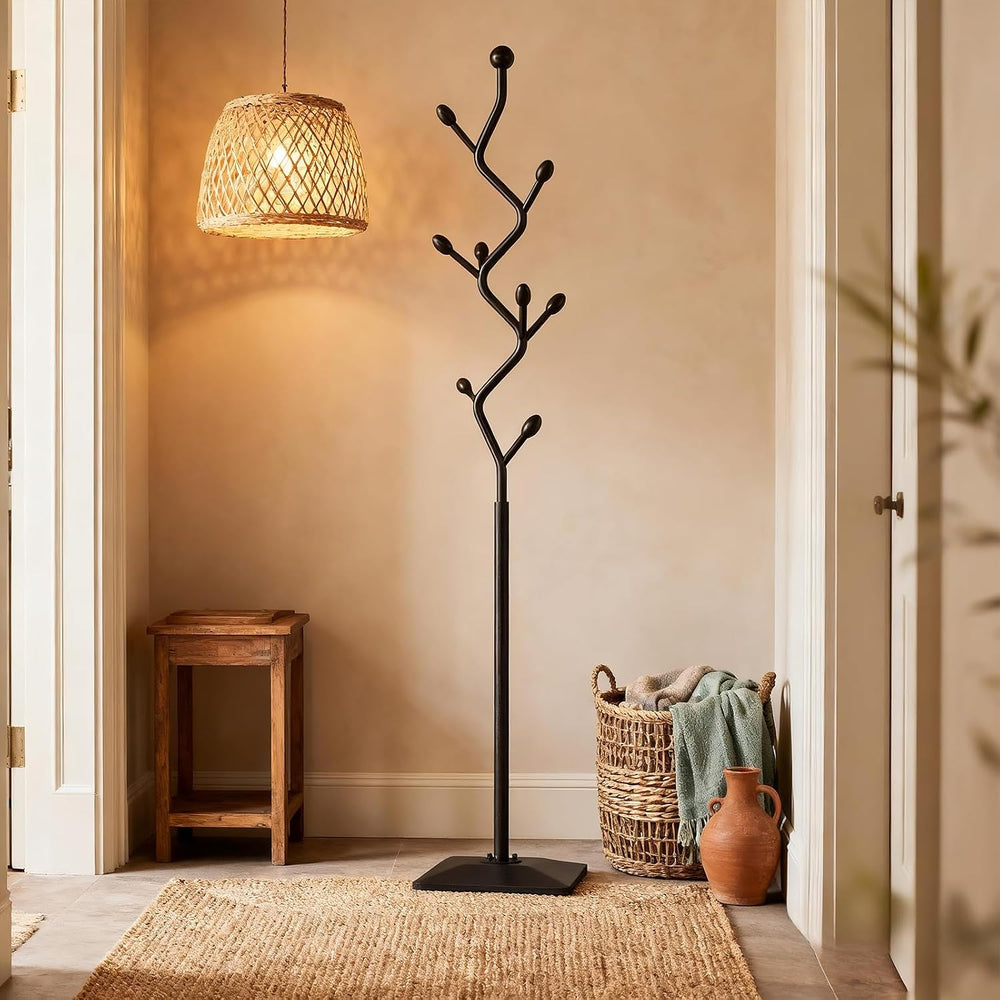 Coat Rack,Metal Coat Tree Freestanding with 8 Hooks, Creative Design Tree Bra...