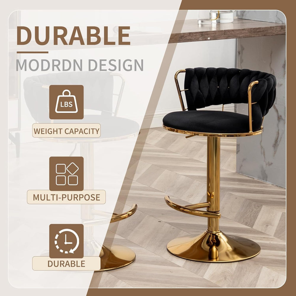 Gold Bar Stools Set of 3, Counter Stools for Kitchen Island (Black)