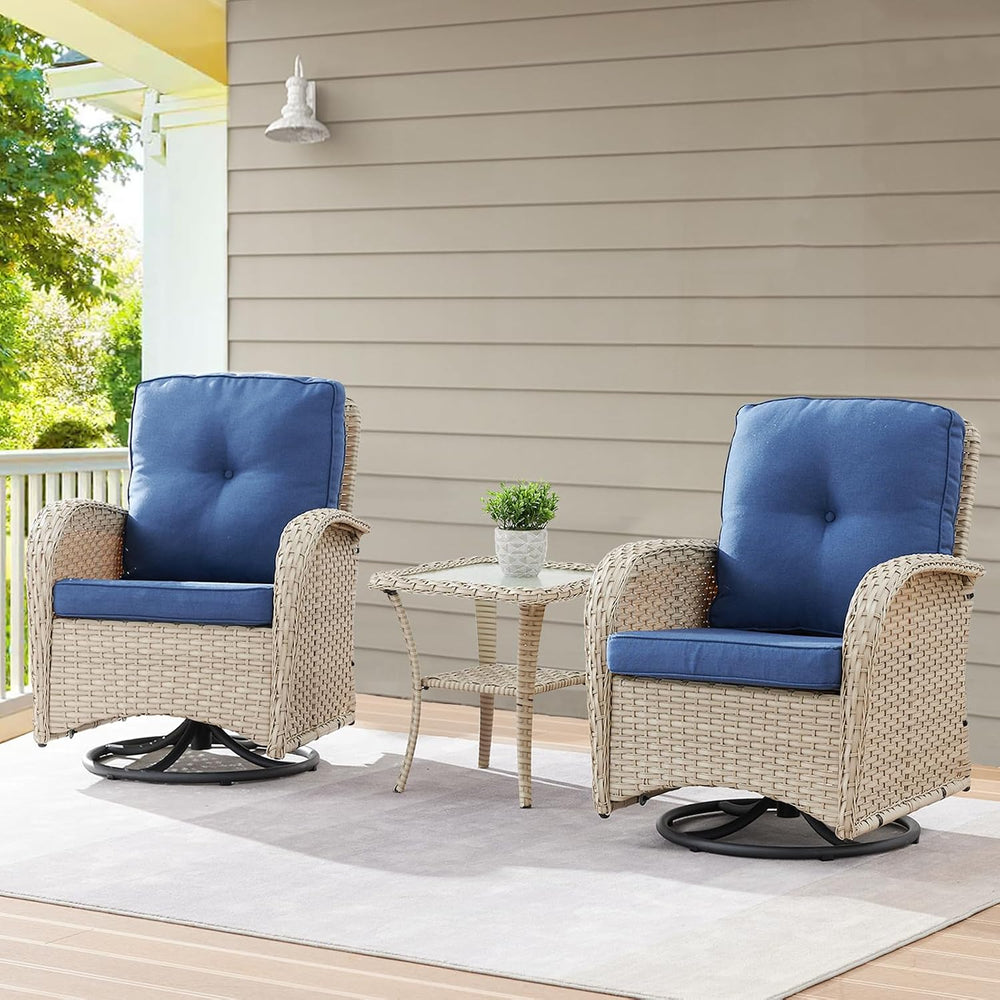 Belord Patio Wicker Chairs Swivel Rocker - Outdoor Swivel Rocking Chairs Set ...